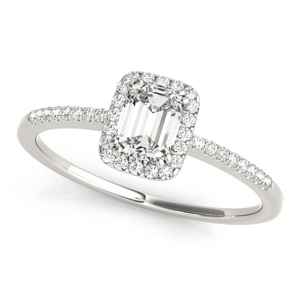 Emerald Halo Pavé Engagement Ring