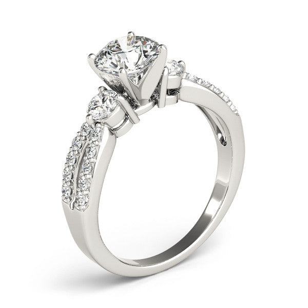 Round Trilogy Multi-Row Pavé Engagement Ring