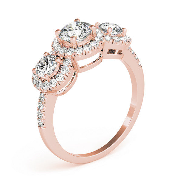 Round Trilogy Halo Pavé Engagement Ring