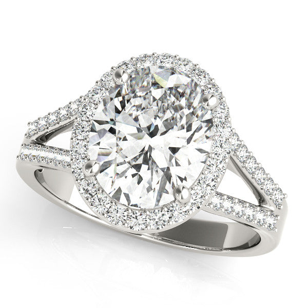 Oval Halo Multi-Row Pavé Engagement Ring