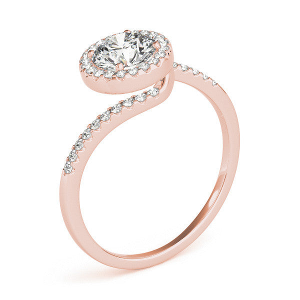 Round Halo Bypass Pavé Engagement Ring