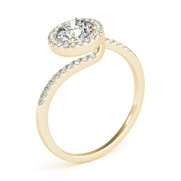 Round Halo Bypass Pavé Engagement Ring