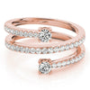 Multi-Row Round Two Stone Pavé Diamond Ring DiamondStatus