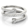 Multi-Row Round Two Stone Pavé Diamond Ring DiamondStatus