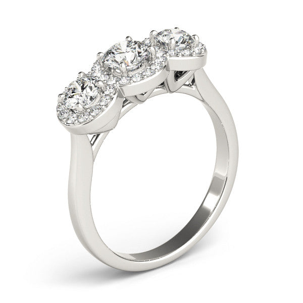 Round Trilogy Halo Engagement Ring