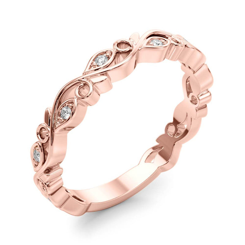 Round Diamond Floral Wedding Ring