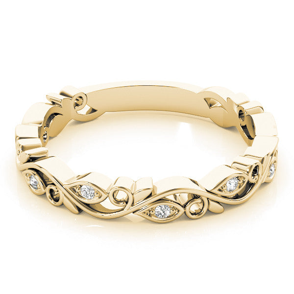 Round Diamond Floral Wedding Ring