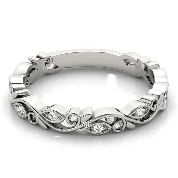 Round Diamond Floral Wedding Ring