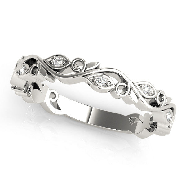 Round Diamond Floral Wedding Ring