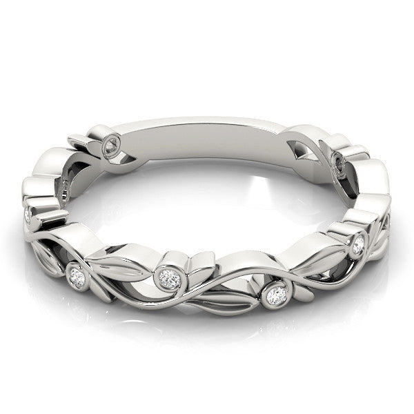Round Diamond Floral Wedding Ring
