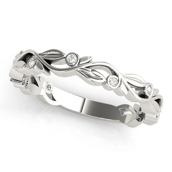 Round Diamond Floral Wedding Ring