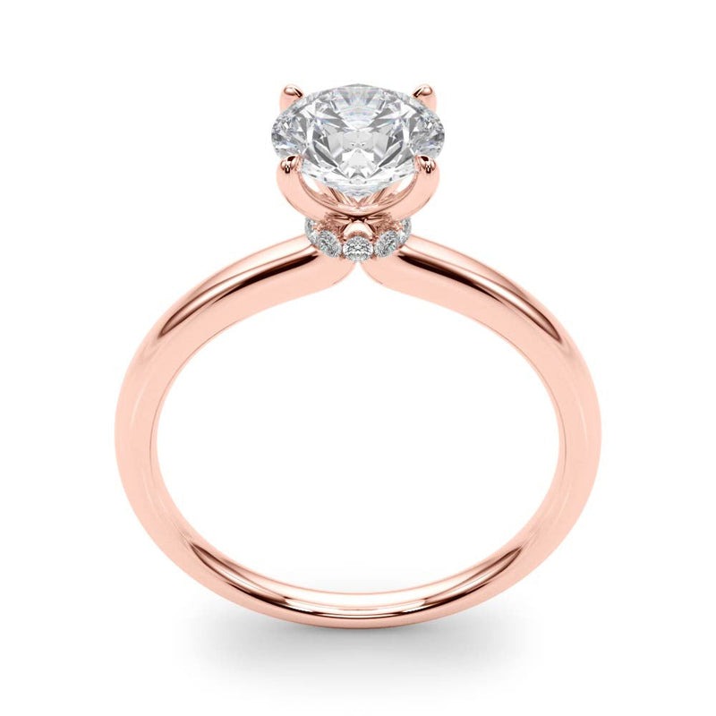 Round Solitaire Hidden Halo Engagement Ring
