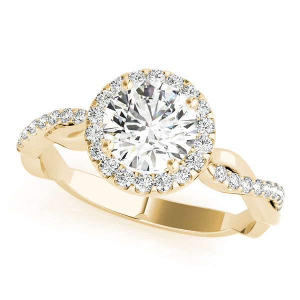 Round Halo Twisted Engagement Ring