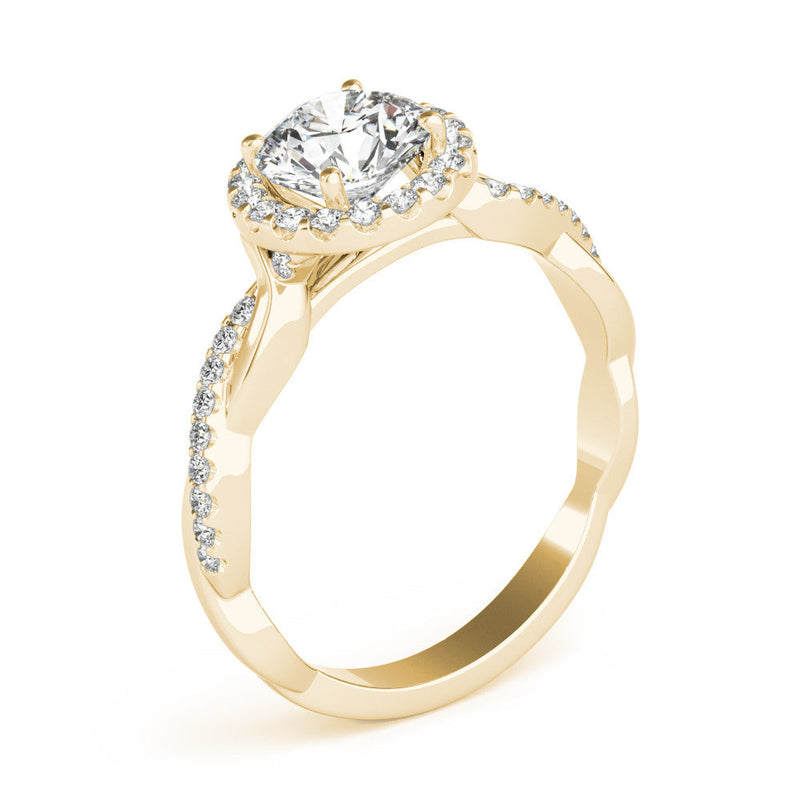 Round Halo Twisted Engagement Ring