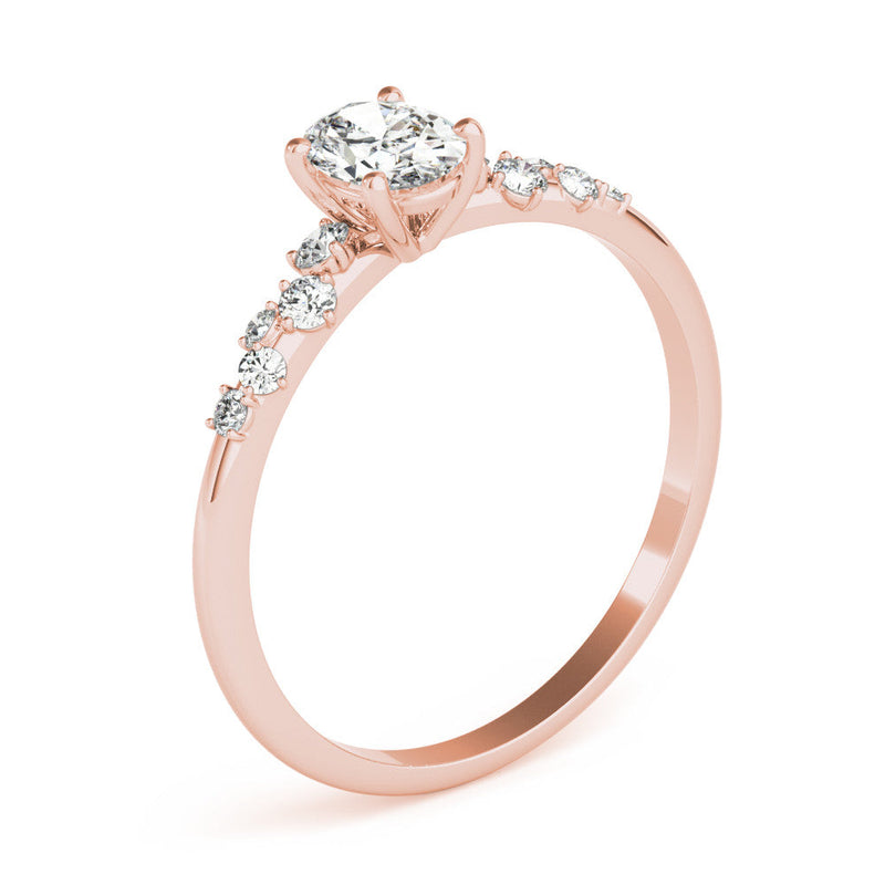 Oval Scatter Shoulders Engagement Ring
