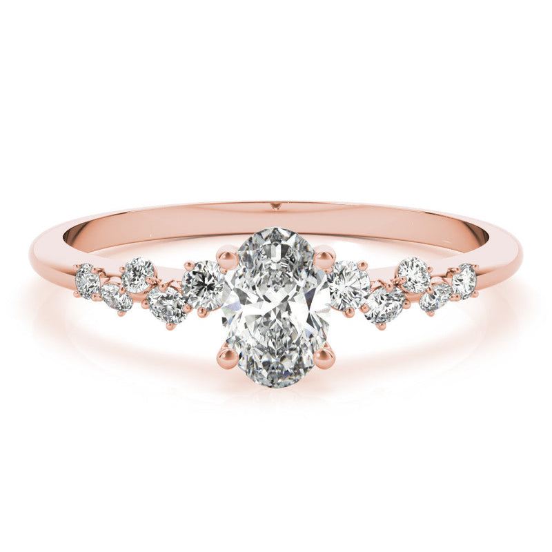 Oval Scatter Shoulders Engagement Ring