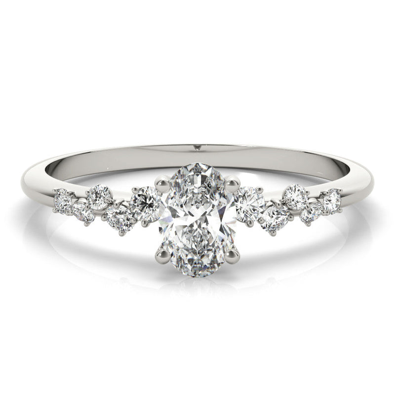 Oval Scatter Shoulders Engagement Ring