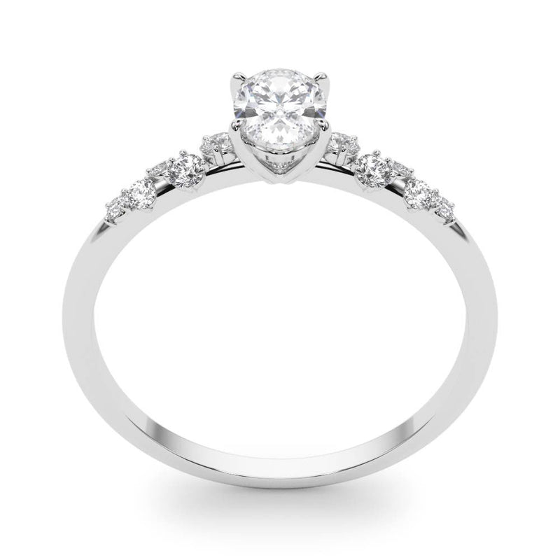 Oval Scatter Shoulders Engagement Ring