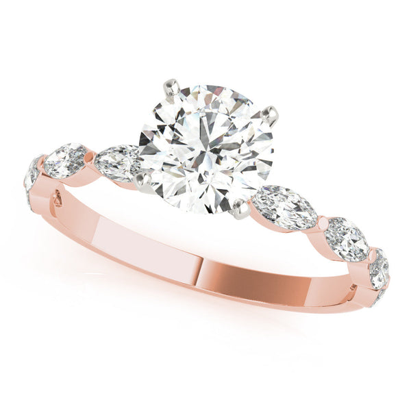 Round Cut Marquise Shoulders Engagement Ring