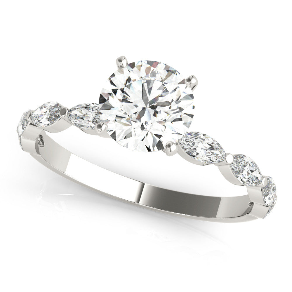 Round Cut Marquise Shoulders Engagement Ring