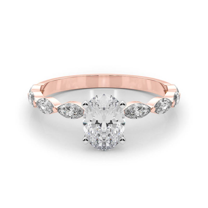 Oval Cut Marquise Shoulders Engagement Ring