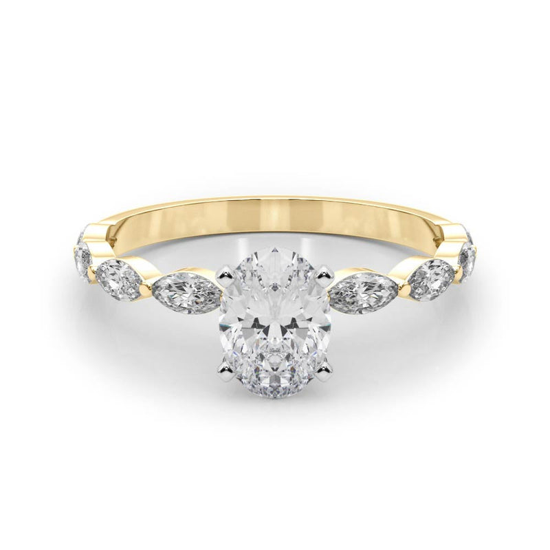 Oval Cut Marquise Shoulders Engagement Ring