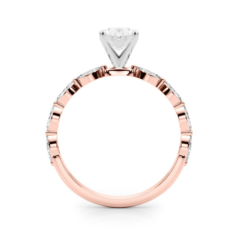 Oval Cut Marquise Shoulders Engagement Ring