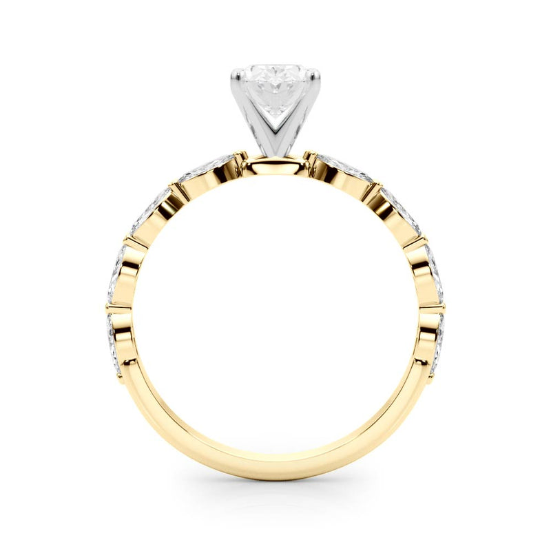 Oval Cut Marquise Shoulders Engagement Ring