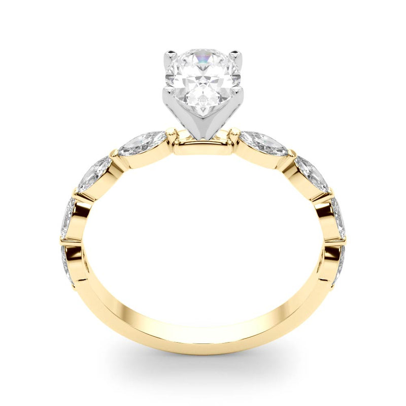 Oval Cut Marquise Shoulders Engagement Ring