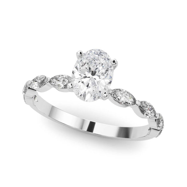 Oval Cut Marquise Shoulders Engagement Ring