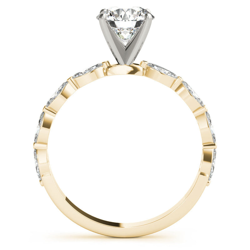Round Cut Marquise Shoulders Engagement Ring