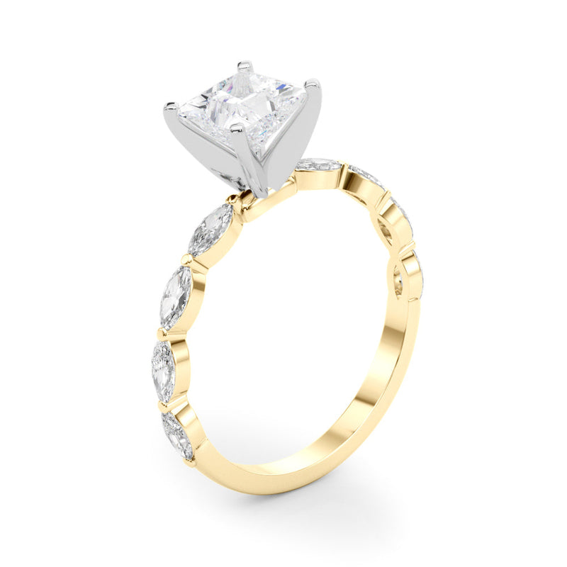 Princess Cut Marquise Shoulders Engagement Ring