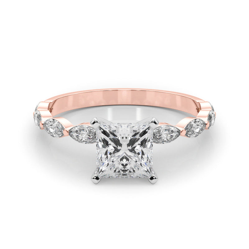 Princess Cut Marquise Shoulders Engagement Ring