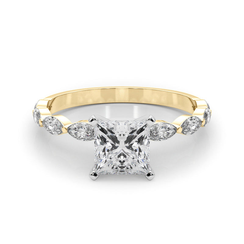 Princess Cut Marquise Shoulders Engagement Ring
