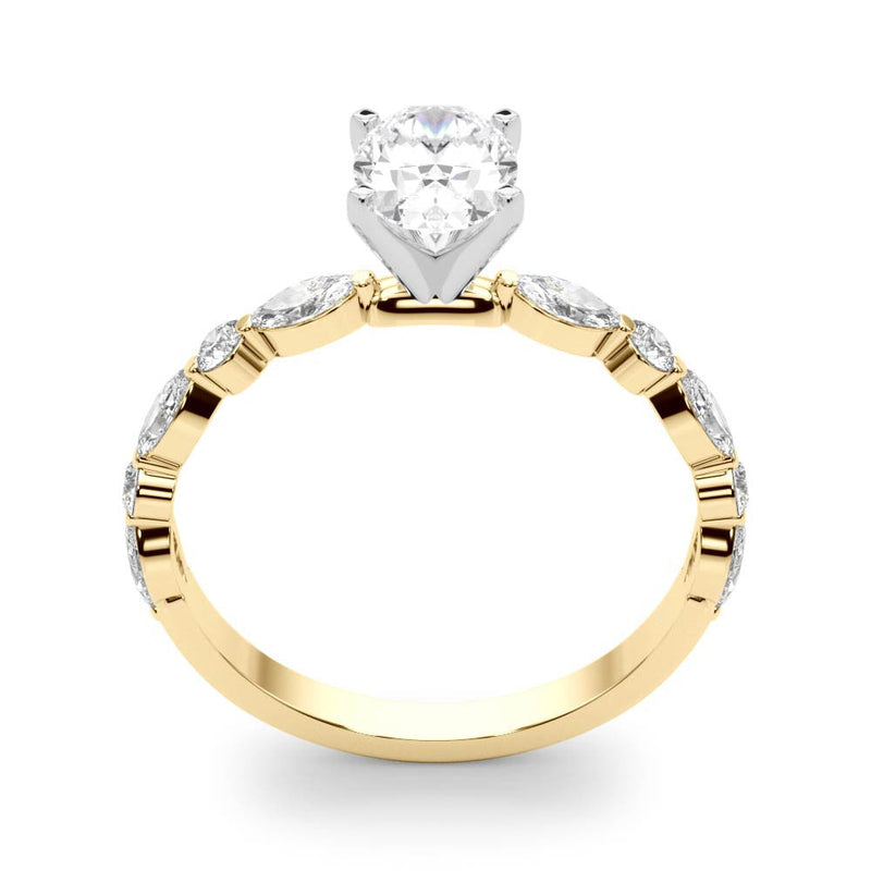 Round Cut Marquise Shoulders Engagement Ring