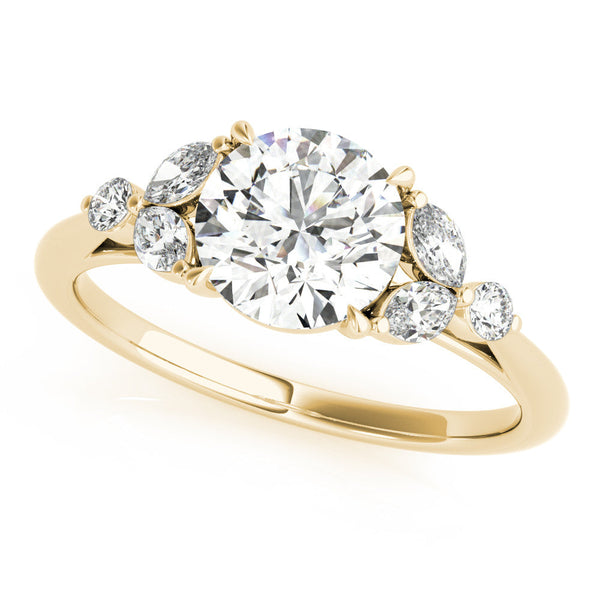 Round Cut Shoulders Engagement Ring