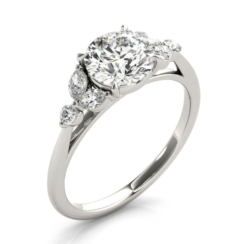 Round Cut Shoulders Engagement Ring