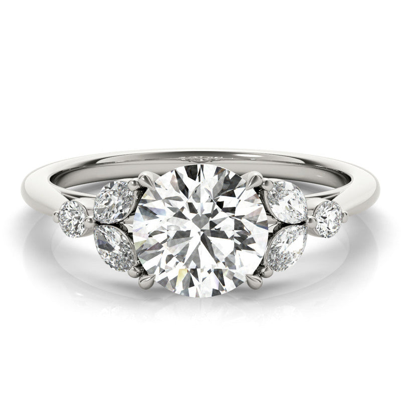 Round Cut Shoulders Engagement Ring