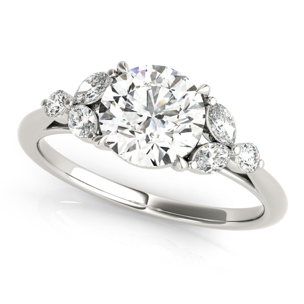 Round Cut Shoulders Engagement Ring