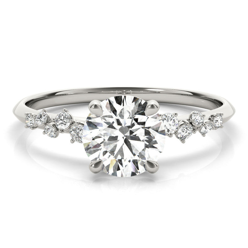 Round Scatter Shoulders Engagement Ring
