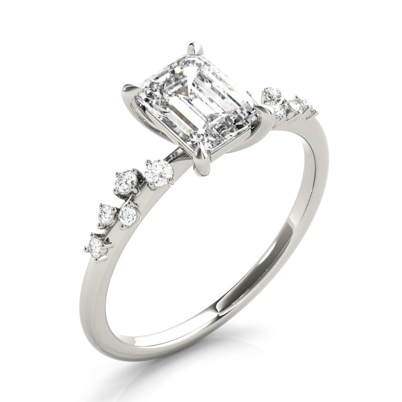 Emerald Scatter Engagement Ring
