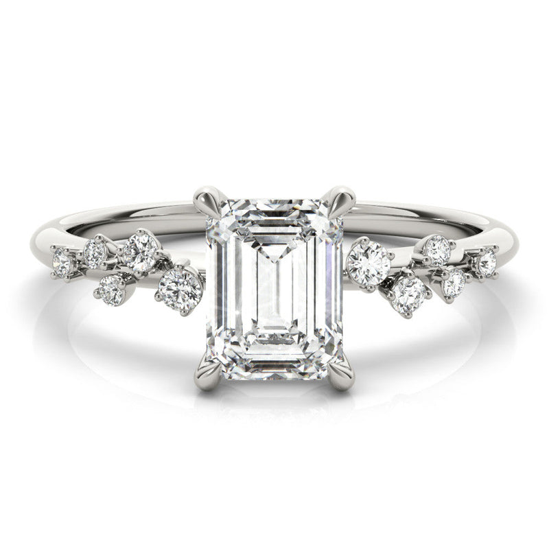 Emerald Scatter Engagement Ring