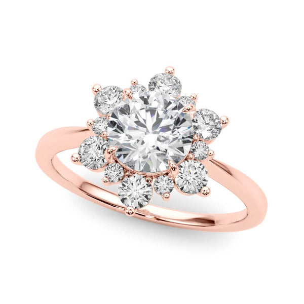 Round Floral Halo Engagement Ring