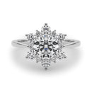 Round Floral Halo Engagement Ring