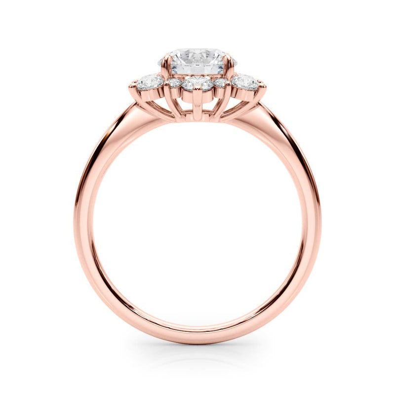 Round Floral Halo Engagement Ring