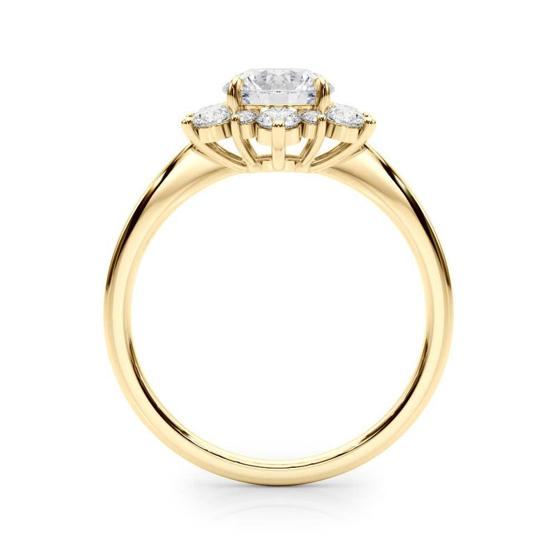 Round Floral Halo Engagement Ring