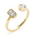 Emerald / Round Rub Over Open Diamond Ring
