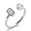 Emerald / Round Rub Over Open Diamond Ring DiamondStatus