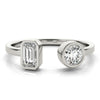 Emerald / Round Rub Over Open Diamond Ring DiamondStatus