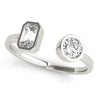 Emerald / Round Rub Over Open Diamond Ring DiamondStatus